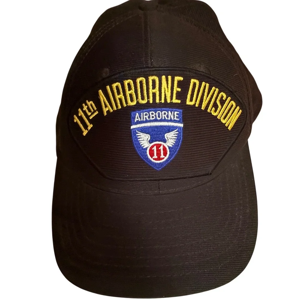 Eagle Crest 11th Airborne Division Hat Mens Black Snapback US Army Military USA